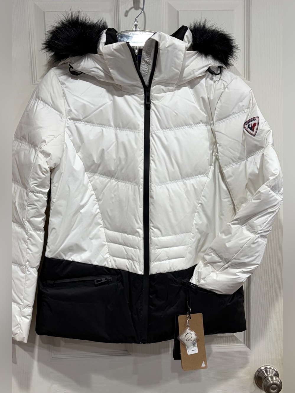 Rossignol Women's Large Joseray Down Ski Jacket White Black NWT Snow Down